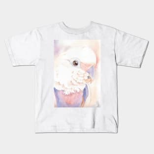 Goffin Tanimbar corella cockatoo watercolor portrait parrot name Buckley Kids T-Shirt